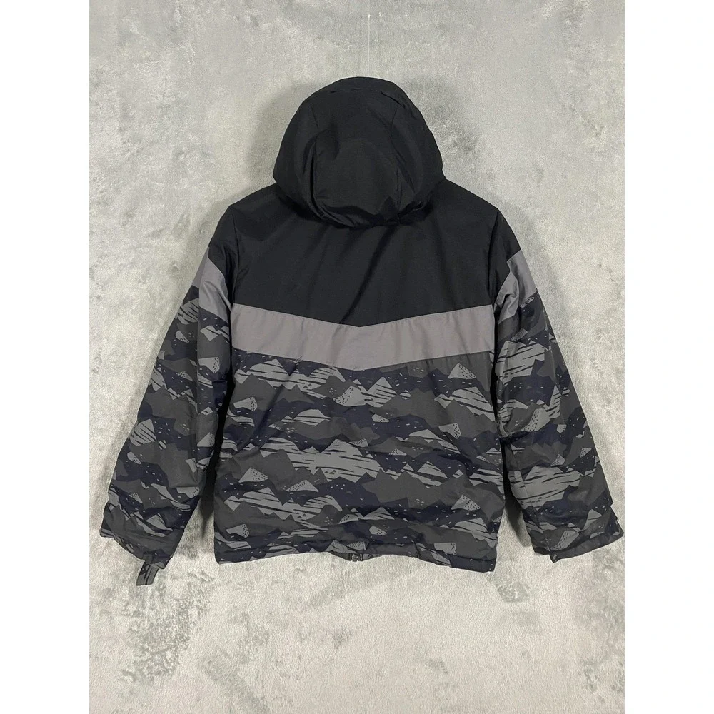 Columbia Ski Jacket‎ Youth L 14/16 Gray Camo Hooded Insulated Outgrown Snow Coat